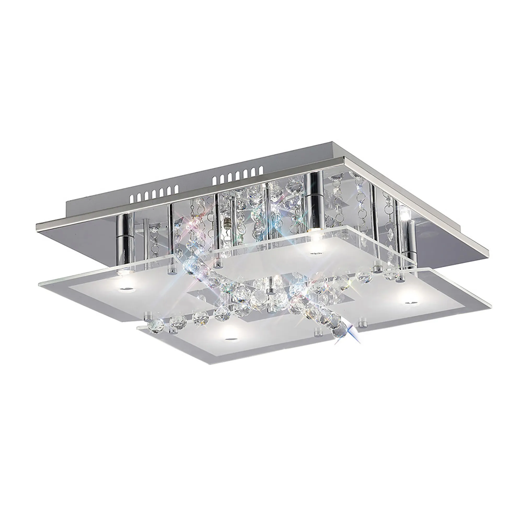 Chisora Crystal Ceiling Lights Diyas Ringed & Square Crystal Fittings